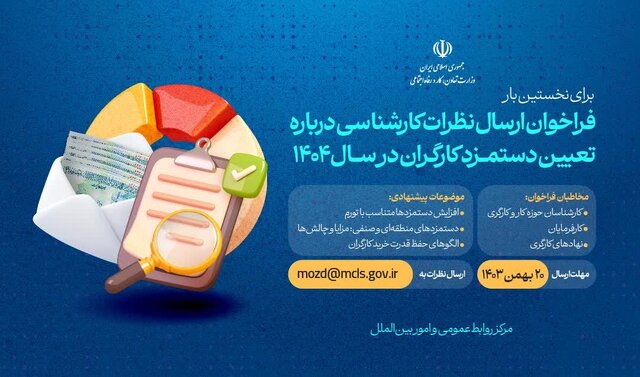 ابتکار عمل وزیر کار برای نظرخواهی درباره دستمزد ۱۴۰۴