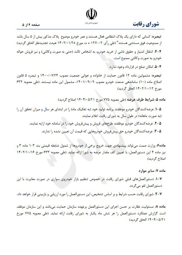 شورای رقابت از قیمت گذاری خودرو حذف شد؛ قیمت‌ها چگونه تعیین می شود؟ | دستورالعمل جدید تنظیم بازار خودروی سواری