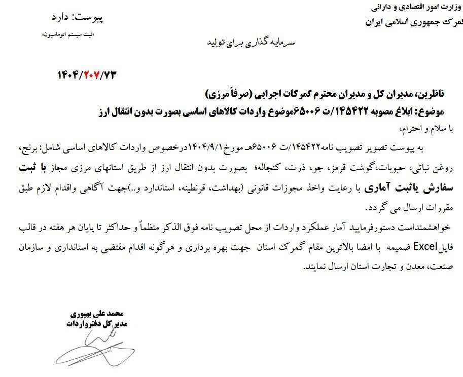 مصوبه جدید دولت برای واردات کالاهای اساسی