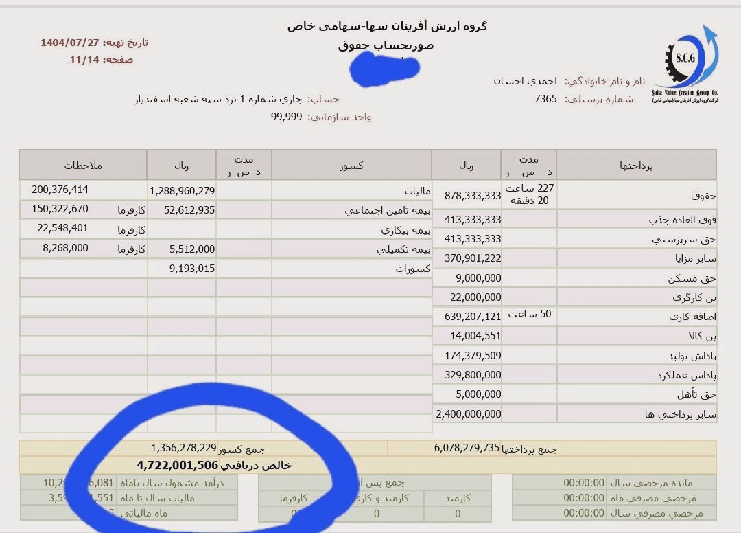 عزل فوری و شبانه یک مدیر به دلیل حقوق 472000000 میلیونی+ تصویر فیش حقوقی