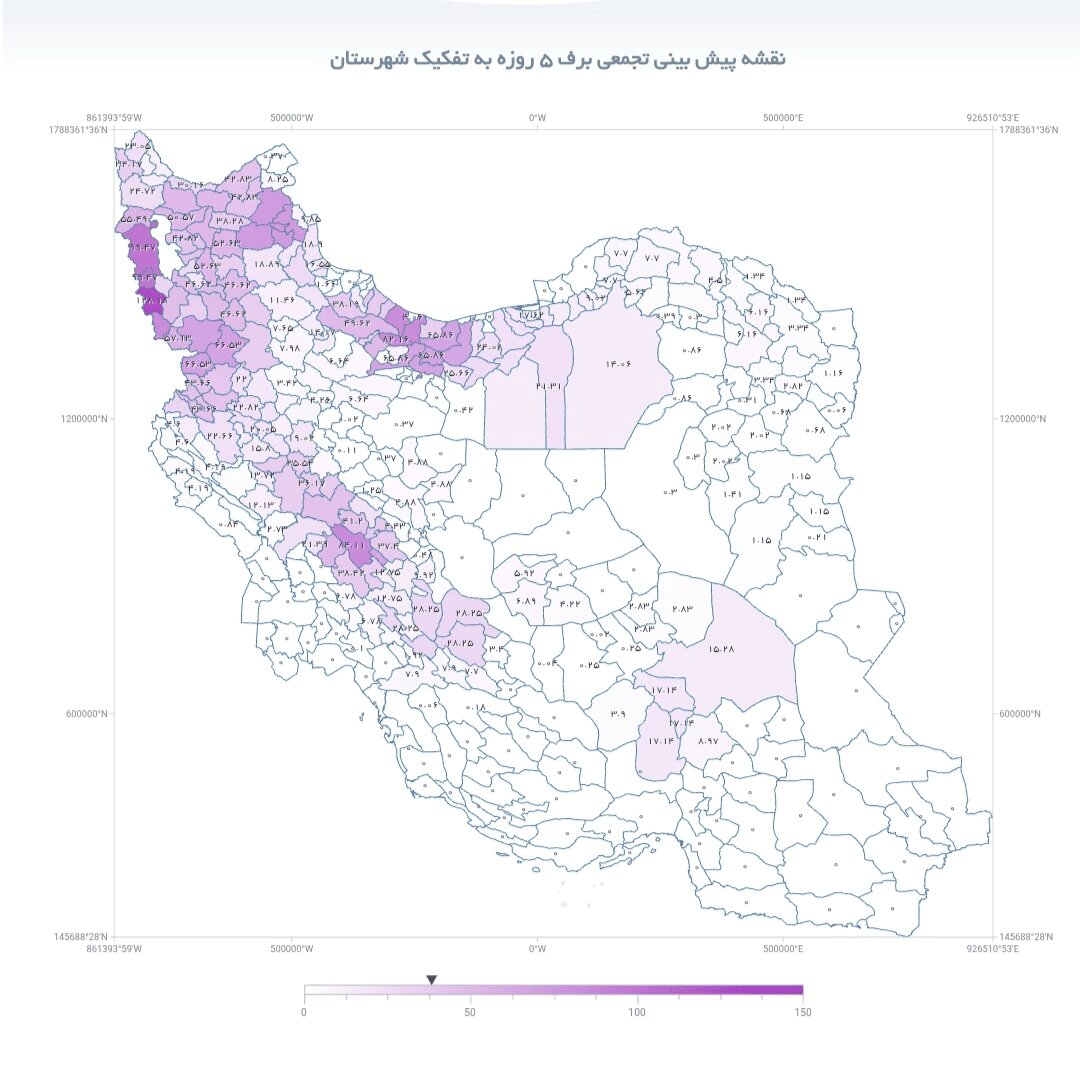 پیشبینی بارش ۶۵سانتیمتری برف در تهران توسط سامانههای جهانی + نقشه